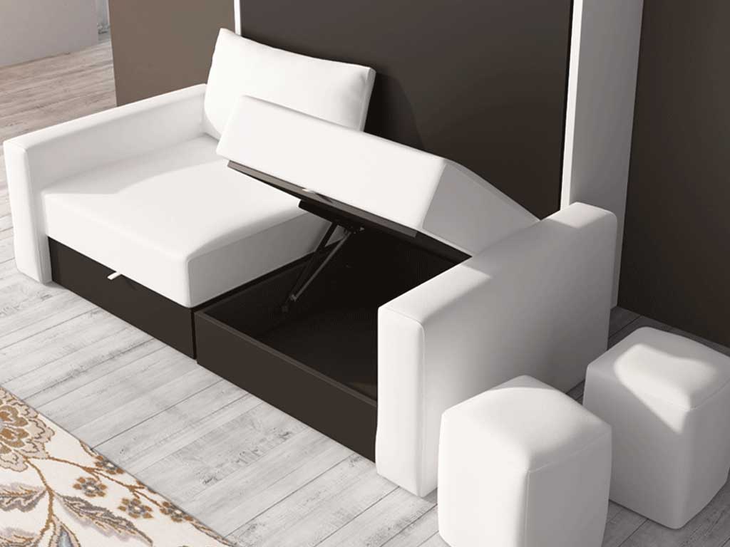 Cama abatible con sofá arcón