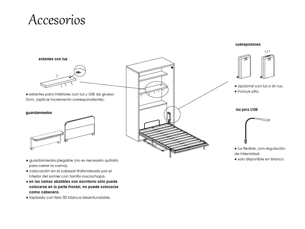 Camas abatibles accesorios