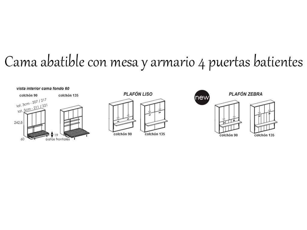 Cama abatible con armario y mesa