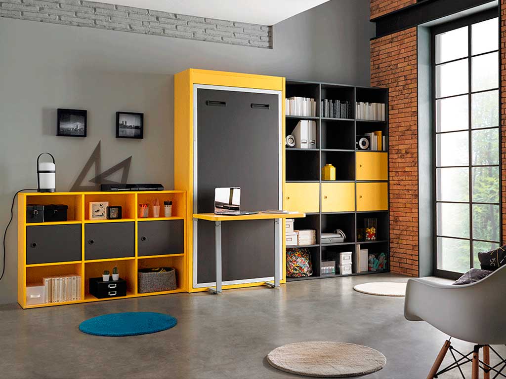 Cama abatible vertical con escritorio