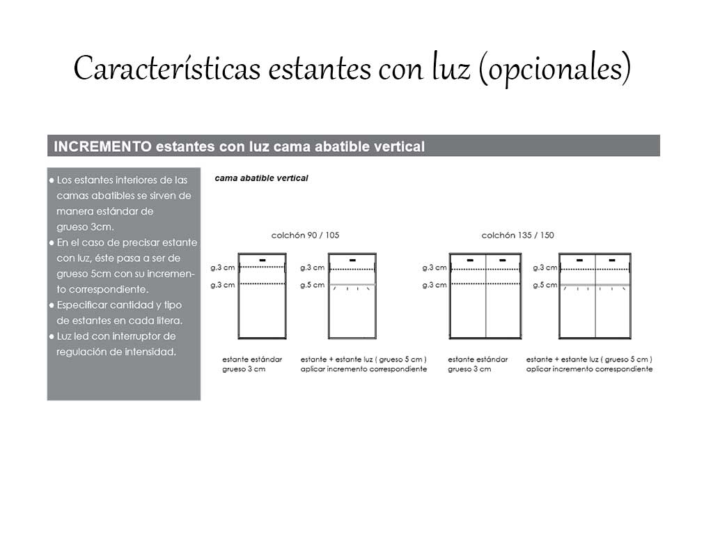 Camas abatibles con estantes con luz