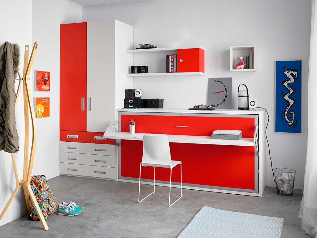 Cama abatible horizontal con mesa