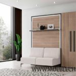 Cama abatible con estantes y sofá Vintage