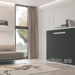 cama abatible con estanterías interiores