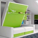 cama abatible con estante y sofa